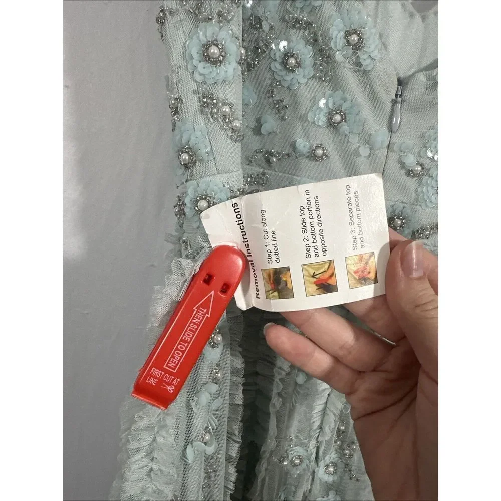 NWT Mac Duggal [ 0 ] 9166 Embellished Ruffled Spaghetti Strap A line Gown‎ Q844
